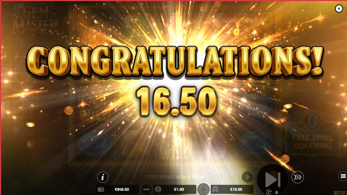 Giao diện trò chơi slot The Gem Master với các biểu tượng đá quý lấp lánh